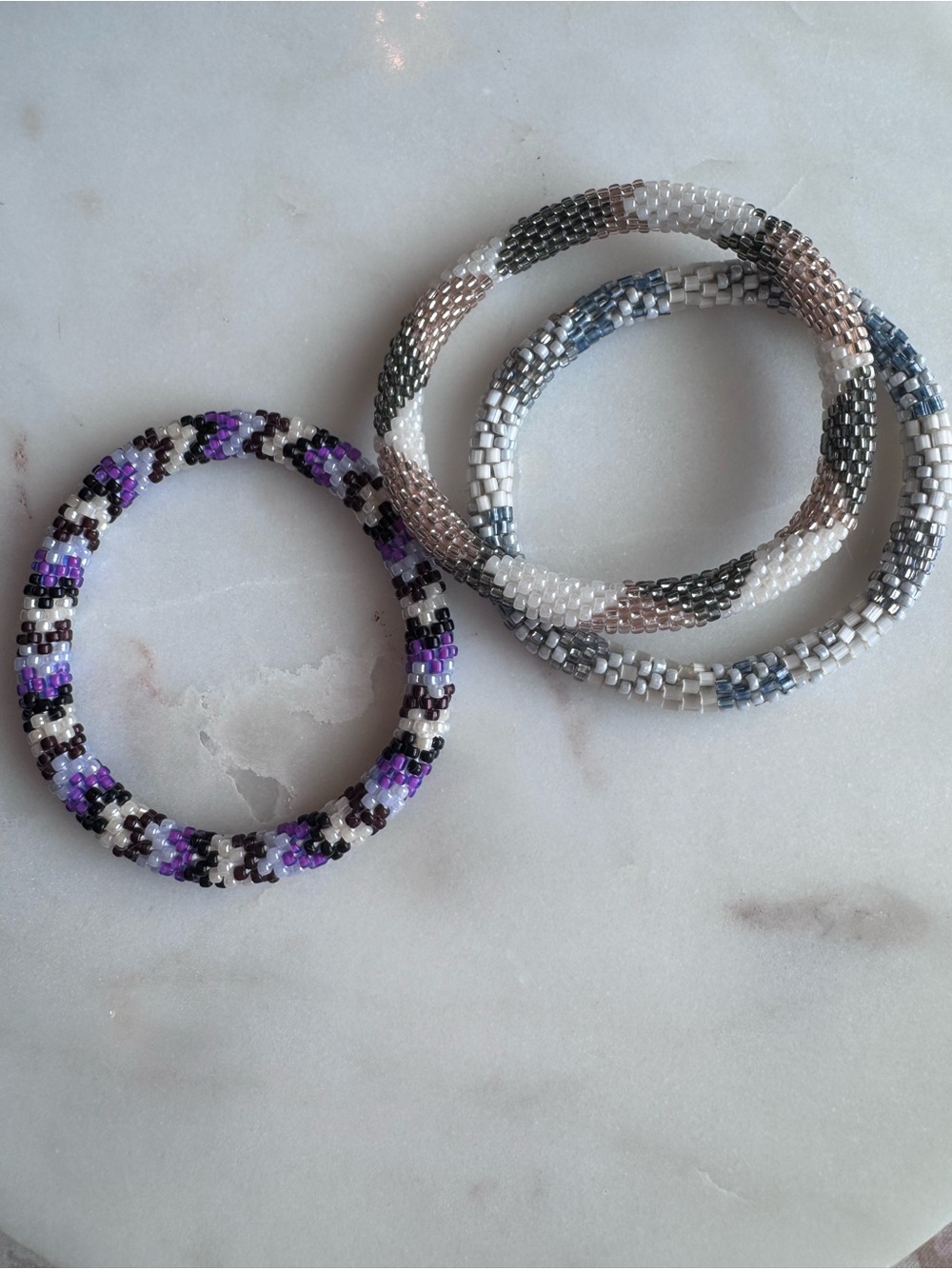 Sashka Co. Purple, Black & White Beaded Bracelet Set - Picture 2 of 5
